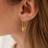 Pave Safety Pin Earrings Jewelled Sterling Silver